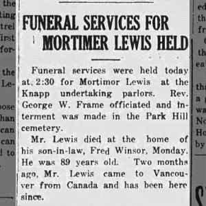 Obituary - Mortimer Lewis